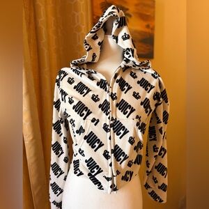 Juicy Couture Black and Cream Logo Hoodie